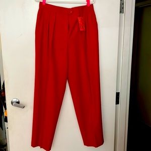 Escada Red Pleated Wool Pant
